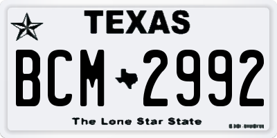 TX license plate BCM2992