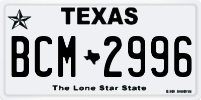 TX license plate BCM2996