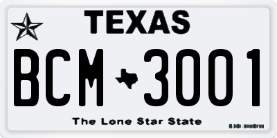TX license plate BCM3001