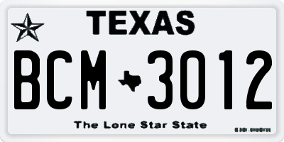 TX license plate BCM3012