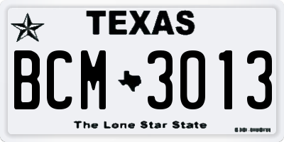 TX license plate BCM3013