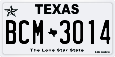 TX license plate BCM3014