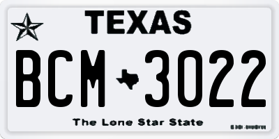 TX license plate BCM3022