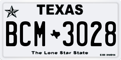 TX license plate BCM3028