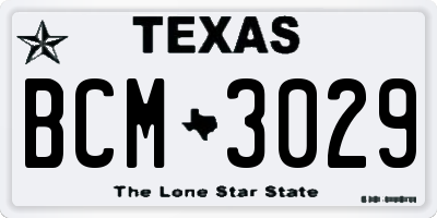 TX license plate BCM3029