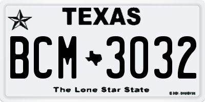 TX license plate BCM3032
