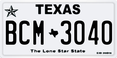 TX license plate BCM3040