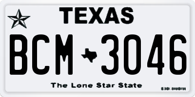 TX license plate BCM3046