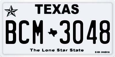 TX license plate BCM3048