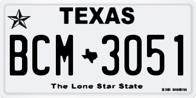 TX license plate BCM3051
