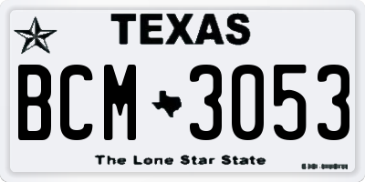 TX license plate BCM3053