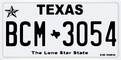 TX license plate BCM3054