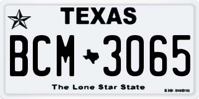 TX license plate BCM3065