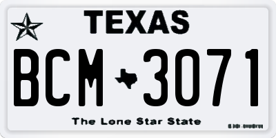 TX license plate BCM3071