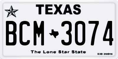 TX license plate BCM3074