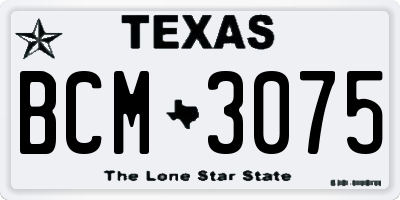 TX license plate BCM3075