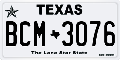 TX license plate BCM3076