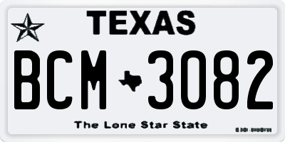 TX license plate BCM3082