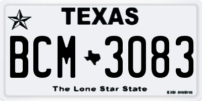 TX license plate BCM3083