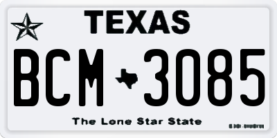 TX license plate BCM3085