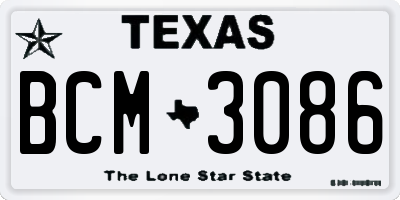 TX license plate BCM3086