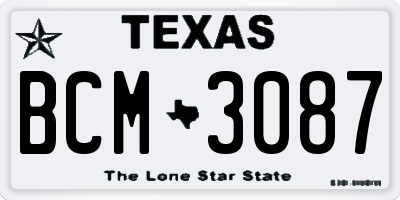 TX license plate BCM3087
