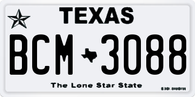 TX license plate BCM3088