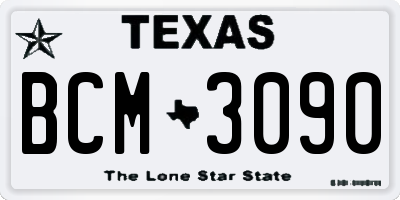 TX license plate BCM3090