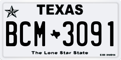 TX license plate BCM3091