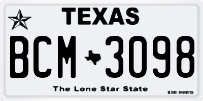 TX license plate BCM3098