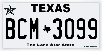 TX license plate BCM3099