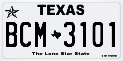 TX license plate BCM3101