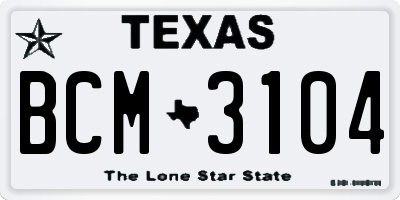 TX license plate BCM3104