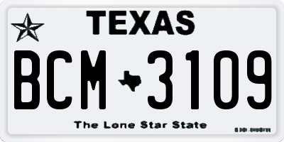 TX license plate BCM3109