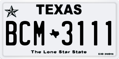 TX license plate BCM3111