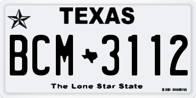 TX license plate BCM3112