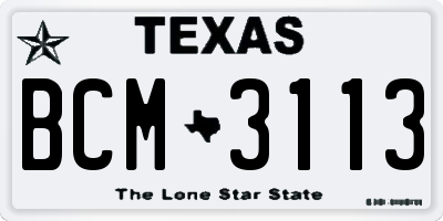 TX license plate BCM3113