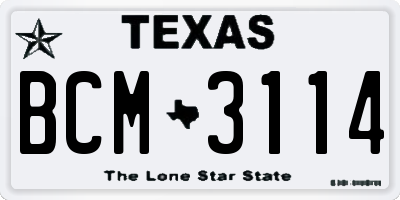 TX license plate BCM3114