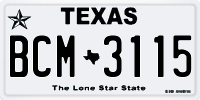 TX license plate BCM3115