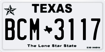 TX license plate BCM3117
