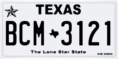 TX license plate BCM3121