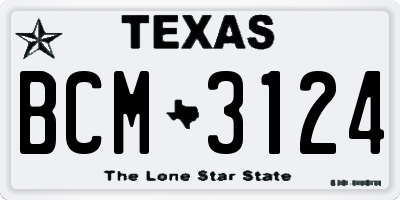 TX license plate BCM3124
