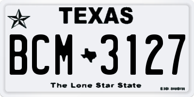 TX license plate BCM3127