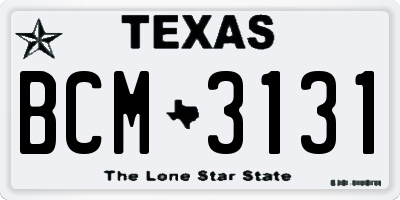TX license plate BCM3131