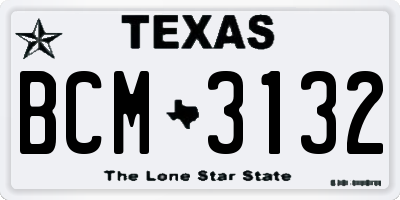 TX license plate BCM3132