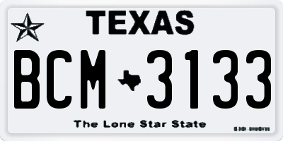 TX license plate BCM3133