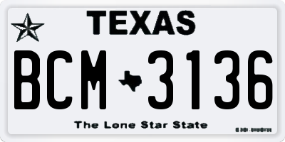 TX license plate BCM3136