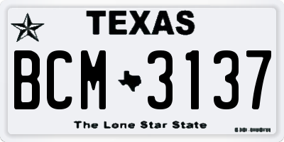 TX license plate BCM3137