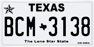 TX license plate BCM3138