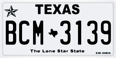 TX license plate BCM3139